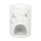 White Bee And Flower Ceramic Wax Warmer And Oil Burner 11.5cm