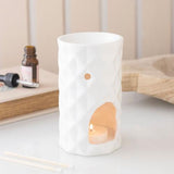White Geometric Faceted Ceramic Oil Burner 13.5cm