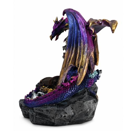 Purple Dragon Treasure Box Polyresin Figurine 22cm