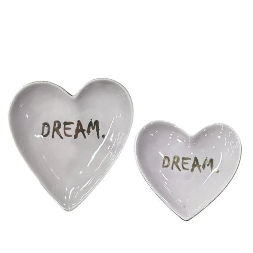 Dream Heart Trinket Dishes Pink Set of 2 13cm