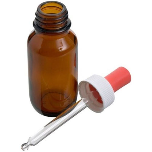 Set of 12 Maxcare 35ml amber plastic dropper bottles, ideal for DIY essential oils and skincare blends.