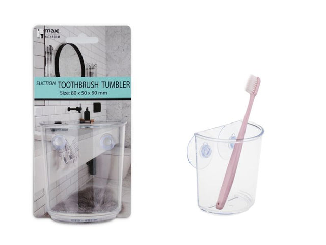 Set of 12 colorful suction toothbrush tumblers for organized and hygienic bathroom storage, ideal for families and guests.