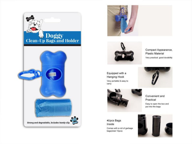 MaxTreat Pet Clean Up Bags with Holder, 40 biodegradable bags per pack, perfect for mess-free outdoor pet adventures.