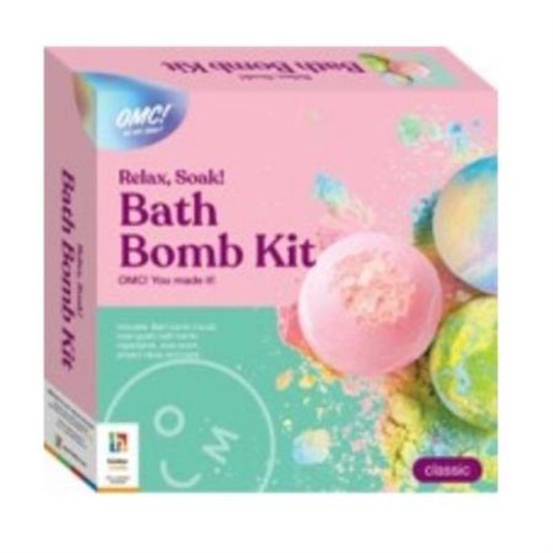 Colorful OMC Drop Soak Bath Bomb Kit for DIY bath bombs, featuring vibrant colors and delightful scents for a relaxing spa experience.