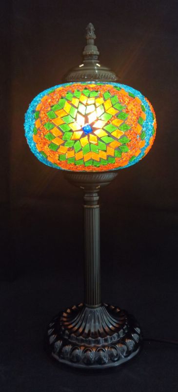 Turkish Mosaic Lamp - Tall Multi (47cm) with vibrant colors and intricate patterns, perfect for adding exotic elegance to any room.