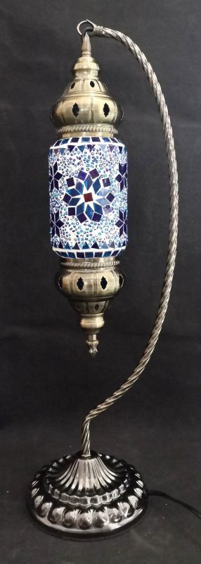 Hanging Turkish Mosaic Lamp (56cm) with intricate glass patterns, energy-efficient LED bulb, perfect for elegant home ambiance.