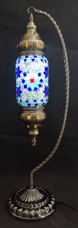 Hanging Turkish Mosaic Lamp (56cm) featuring vibrant glass patterns, ideal for adding charm and ambiance to any room.