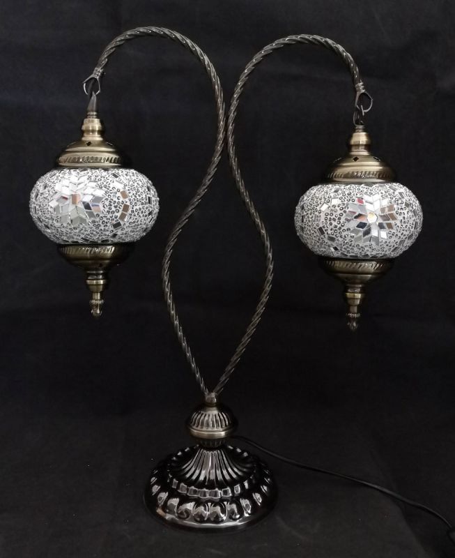 Turkish Mosaic Lamp - Double White (51cm)