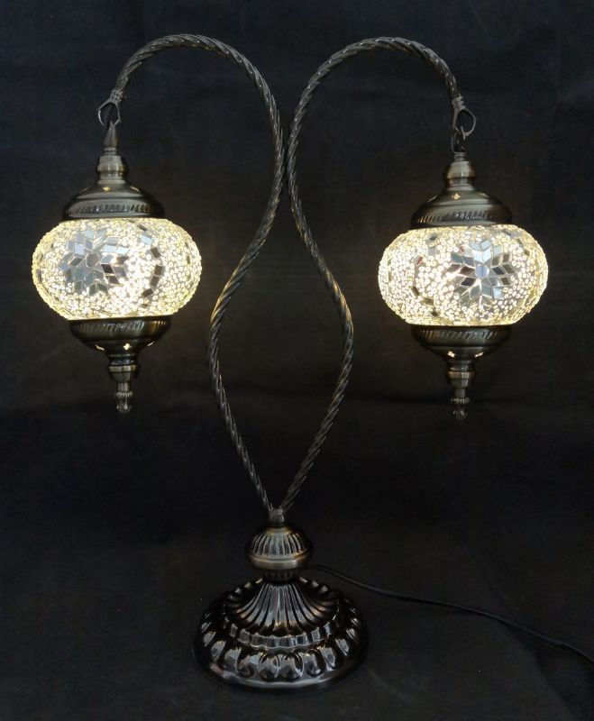 Turkish Mosaic Lamp - Double White (51cm)