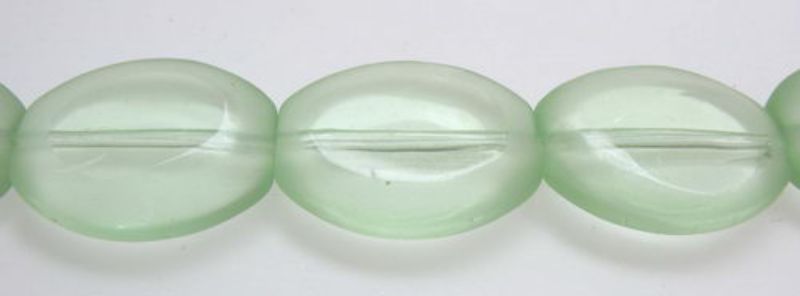 Beads - Glass Beads - 16x13mm 3pcs Oval Frosted Edge  - Set of 3  GREEN