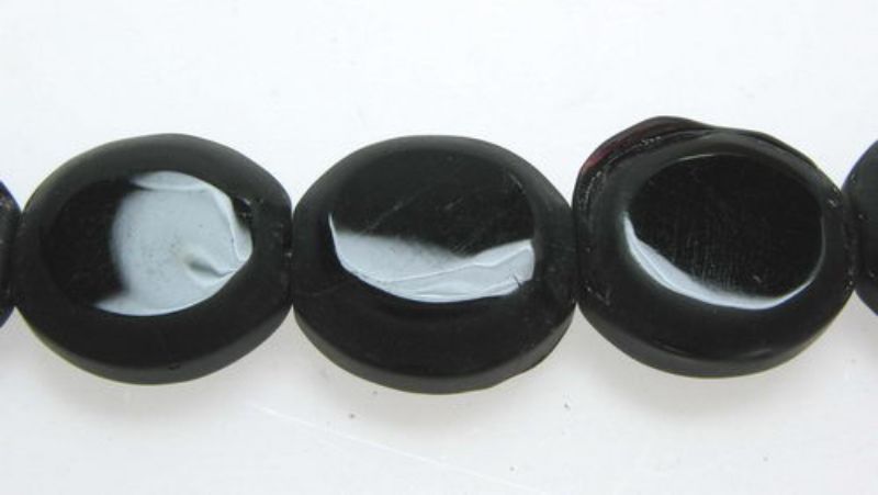 Beads - Glass Beads - 10mm 5pcs Rd Frosted Edge  - Set of 3  BLACK