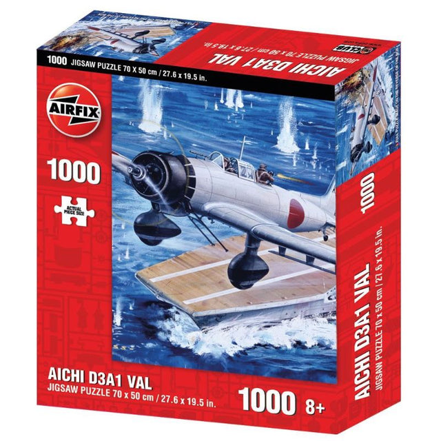 1000-piece Airfix puzzle featuring the iconic Aichi D3A1 'Val' dive bomber, ideal for aviation fans and families.