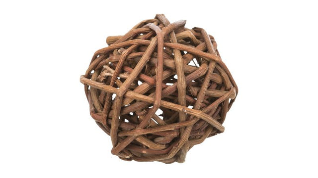 Eco-friendly 10cm wicker ball pet toy for small animals, perfect for chewing, tossing, and encouraging natural behaviors.