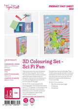 3D Colouring Set - Sci Fi Fun features 36 pages and 10 markers with 3D glasses for vibrant, immersive art experiences.