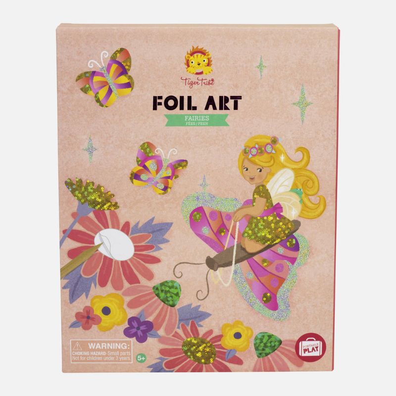 Shimmering Foil Art kit featuring fairies, butterflies, and flowers for creative fun and artistic expression.