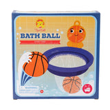 Colorful bath ball set with hoop for kids, enhancing skills through fun basketball practice in the tub.