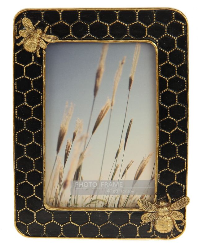 Photo Frame - Bee & Honeycomb Gold 4" x 6" (Set of 2)