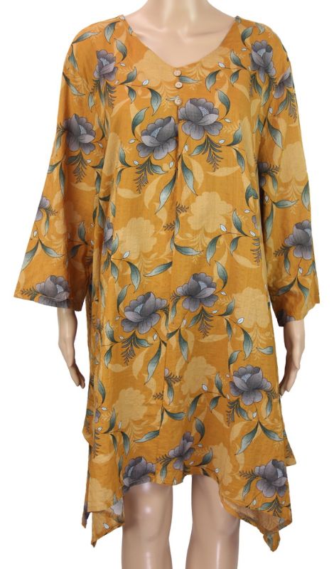 Long Top - Eleanor Floral Mustard 1 (Medium)