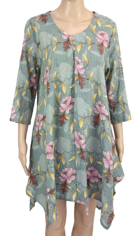 Long Top - Eleanor Floral Green (Medium)