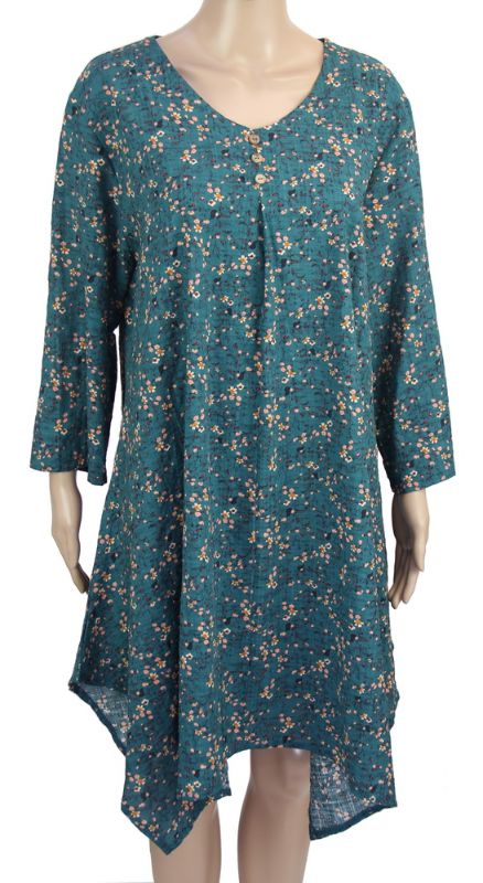 Long Top - Eleanor Floral Teal (Medium)