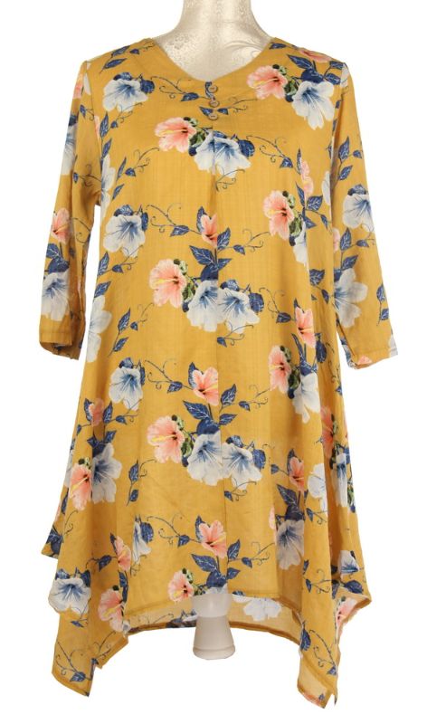Long Top - Eleanor Floral Mustard 2 (Small)