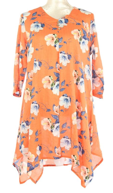 Long Top - Eleanor Floral Orange (Large)