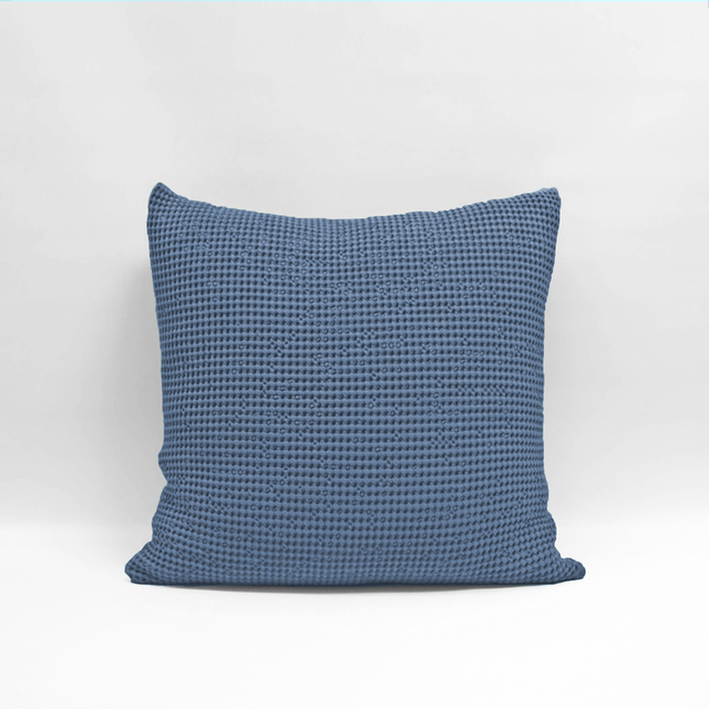 Euro pillowcase in Ocean color with deep bouncy waffle texture, made from 100% OEKO-TEX® cotton, featuring a zip closure.