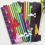 Colorful growth chart ruler featuring patchwork jet planes and Koru design, ideal for tracking children's height in style.