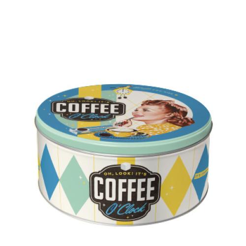 Storage Tin Round L Coffee O'Clock