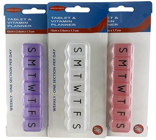 PILL BOX 7DAYS 1PER DAY 12X2.6X1.1CM