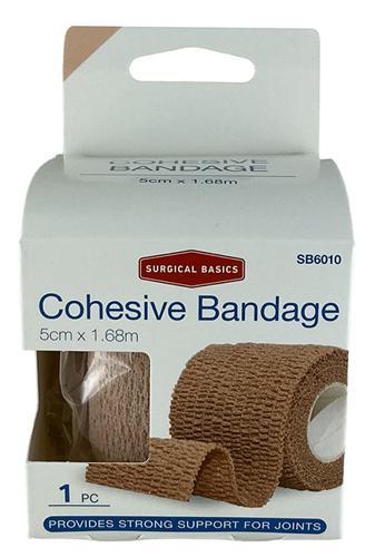 SURGICAL BASICS COHESIVE BANDAGE TAN 5CM X 1.68M