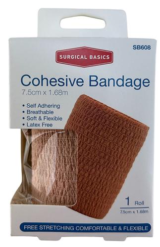 Cohesive Self Adherent Bandage 7.5cm X 1.68m Unstretched