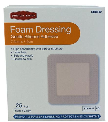 FOAM ISLAND DRESSNG 7.5x7.5cm DISP 25