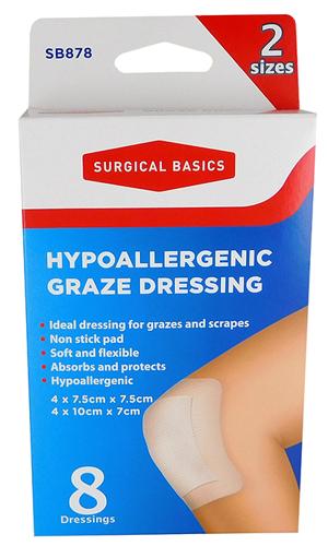 Graze Dressing - 8 Pack(4 of 7.5 X 7.5cm & 4 of 7 X 10cm)