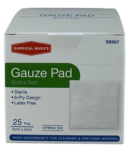 Sterile Gauze Pad 5 X 5cm 25 Per Pack