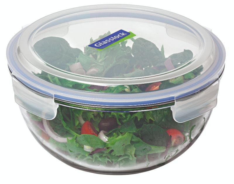 Large 4000ml glass mixing and storage bowl with airtight silicone seal, ideal for mixing, meal prep, and leftovers.