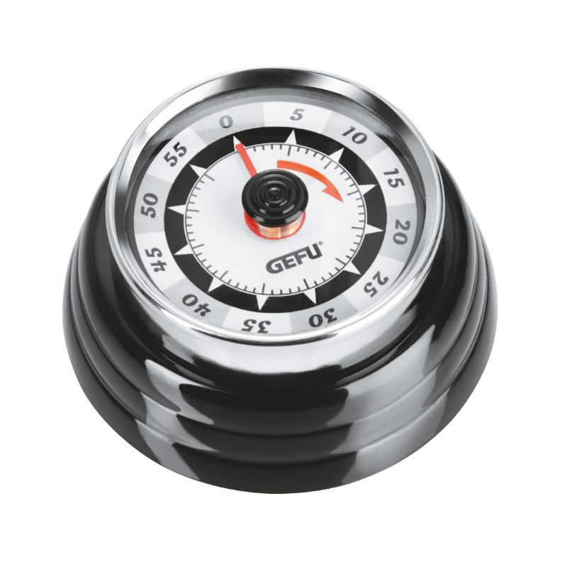 Gefu Retro Timer (7.3cm) in vintage style with a 60-minute setting, metal design, and a convenient back magnet.