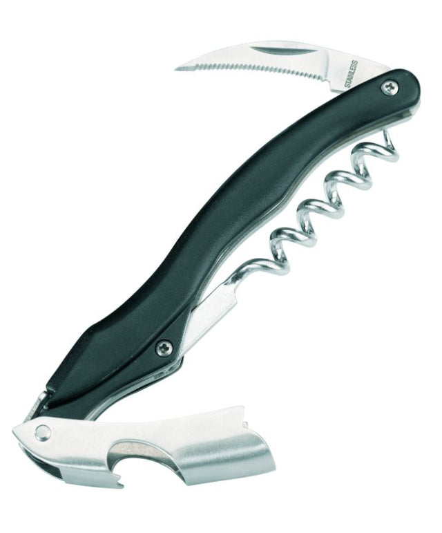 Elegant Gefu Cameri Waiter's Knife, 12cm, featuring a corkscrew, cap lifter, and foil cutter for effortless wine opening.