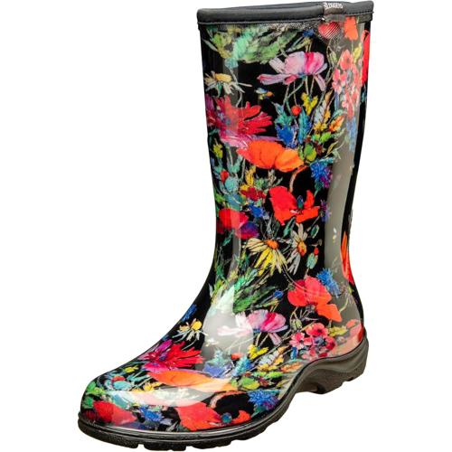 Sloggers Womens Rain Shoes In Fields Balck Size 7