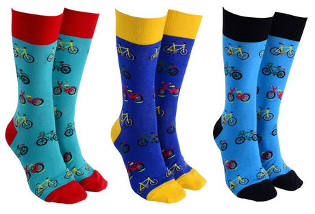 Colorful bicycle-themed socks set of 6, perfect for cycling enthusiasts and stylish everyday wear.