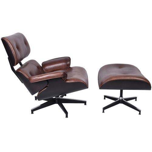 Eames Chair & Footstool Vintage Cigar - 780 X 850 X 890