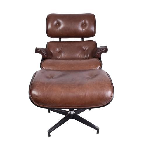 Eames Chair & Footstool Vintage Cigar - 780 X 850 X 890