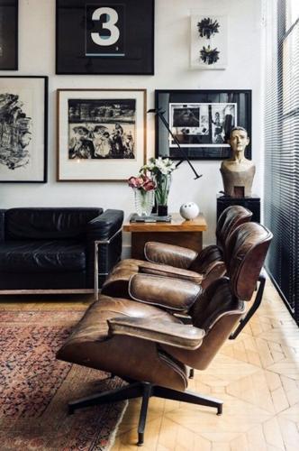 Eames Chair & Footstool Vintage Cigar - 780 X 850 X 890