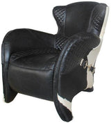 Rodeo Single Chair Black with Cow Skin - 790 X 850 X 850