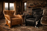 Rodeo Single Chair Black with Cow Skin - 790 X 850 X 850