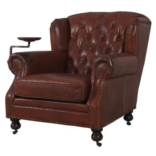 Churchill Armchair with Drink Holder - Vintage Cigar Brown