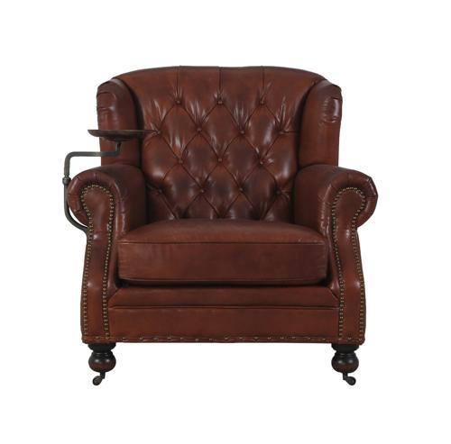 Churchill Armchair with Drink Holder - Vintage Cigar Brown