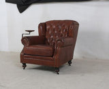 Churchill Armchair with Drink Holder - Vintage Cigar Brown
