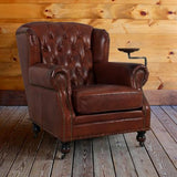 Churchill Armchair with Drink Holder - Vintage Cigar Brown