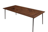 Chevron Parquet Dining Table with Forged Steel Legs - Walnut - 2400 X 1100 X 780